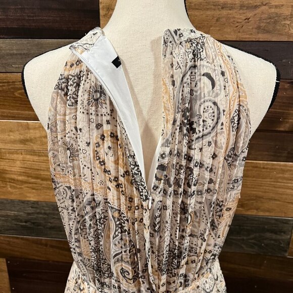 NWT Ann Taylor Shimmer Paisley Chain Pleated Sleeveless Halter Dress, Size Large - Picture 6 of 13